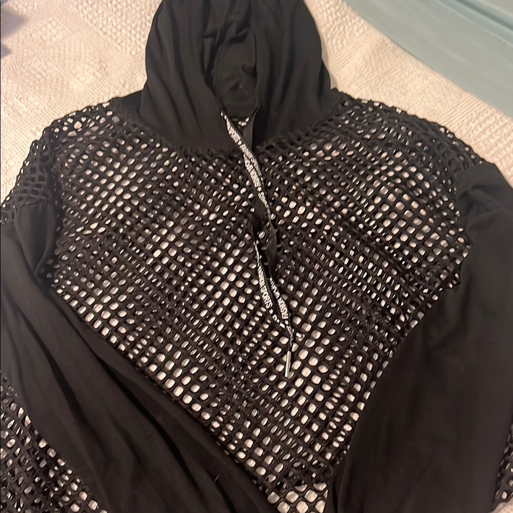 Black Mesh Hoodie